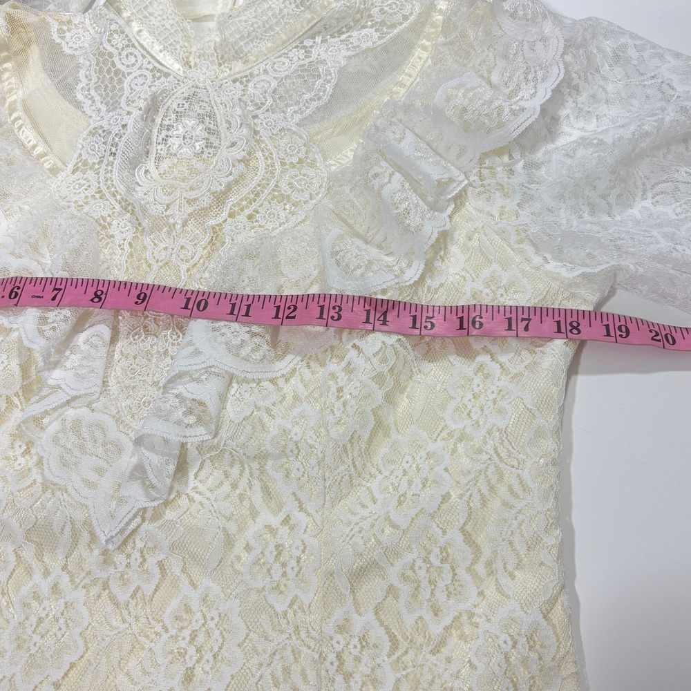 Vintage Gunne Sax Gunnies Lace Blouse Ivory Victorian Ruffle High Neck Top 13 - Picture 5 of 9